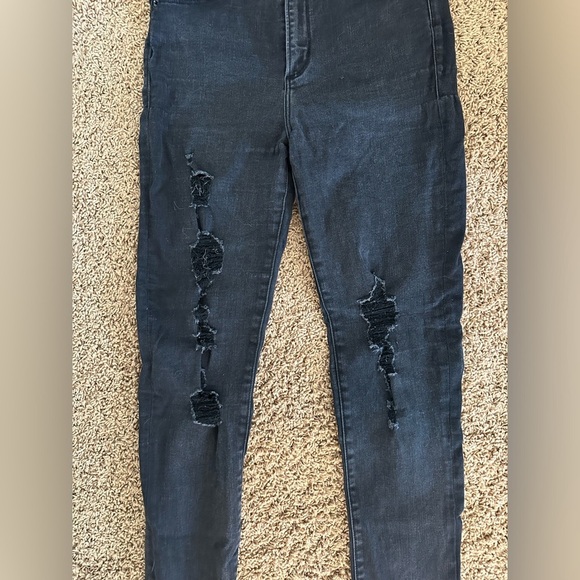 Abercrombie & Fitch Simone High Rise Super Skinny Black Ripped Jeans Size 27/4 - Picture 2 of 4